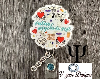 Future Psychologist badge reel/ID Holder/nurses/teachers/mental health/student badge reels