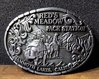 Vintage Reds Meadow Pack Station Belt Buckle