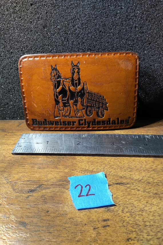 Vintage Leather Budweiser Clydesdales Belt Buckle