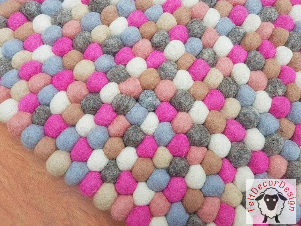 Felt Ball Rug Pom Pom Rug for Kids Nursery Decor 100% Handmade - Etsy