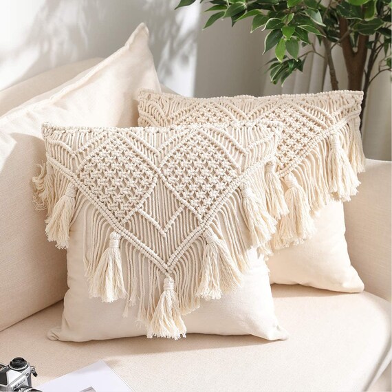 Beautiful Bohemian Macrame Cushion Cover Textured Lumbar Cover Etsy