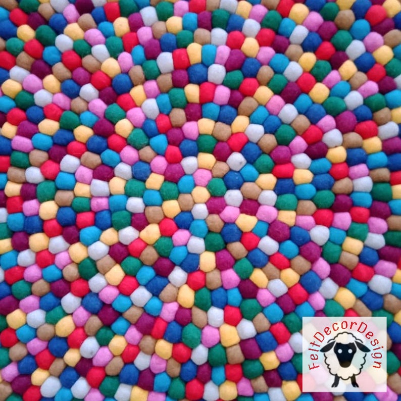 Multi Color Felt Ball Rug Pom Pom Rug for Kids Nursery Decor Etsy