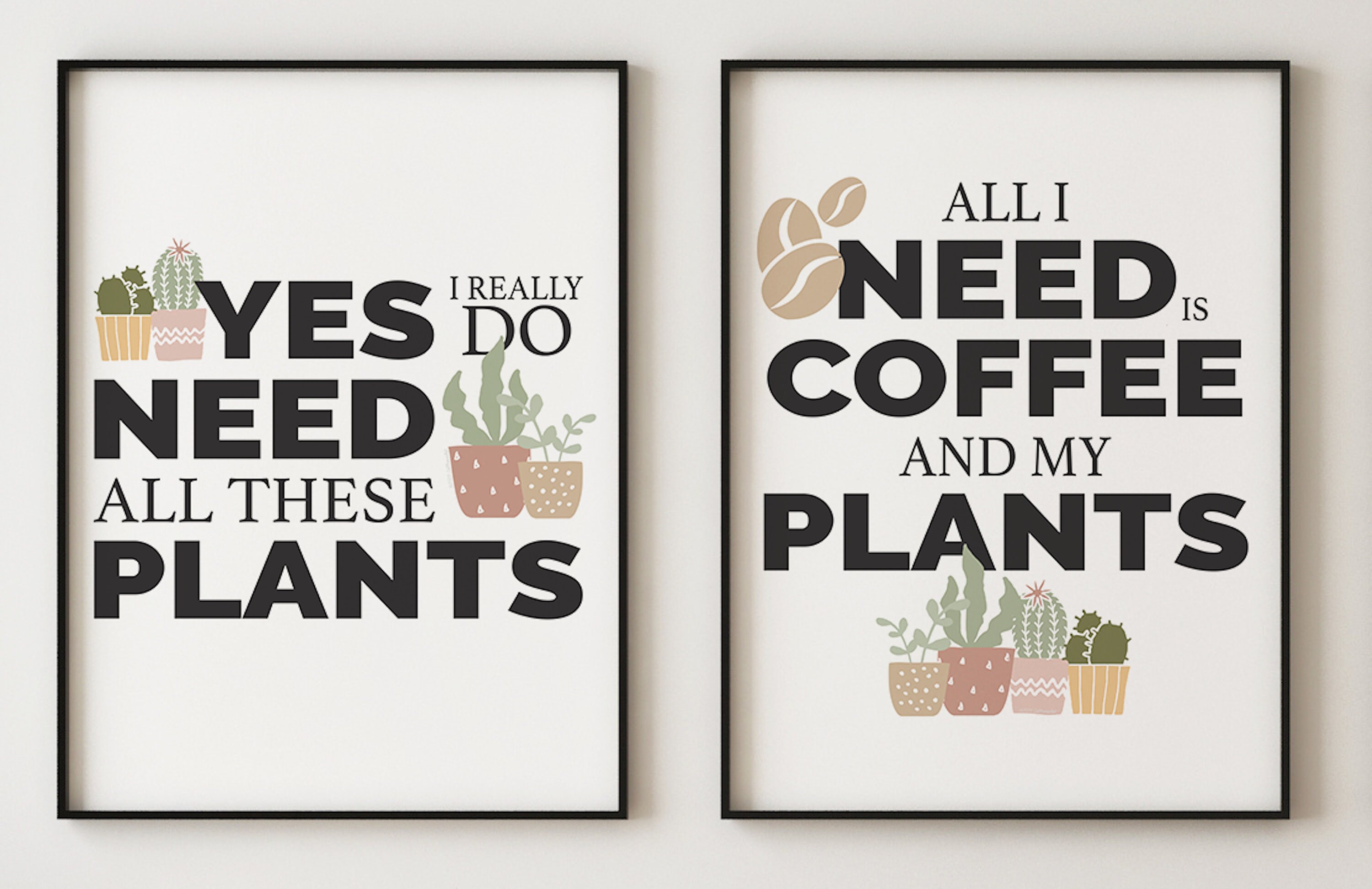Coffee & Plant Lovers Quote / Printable Illustration Etsy