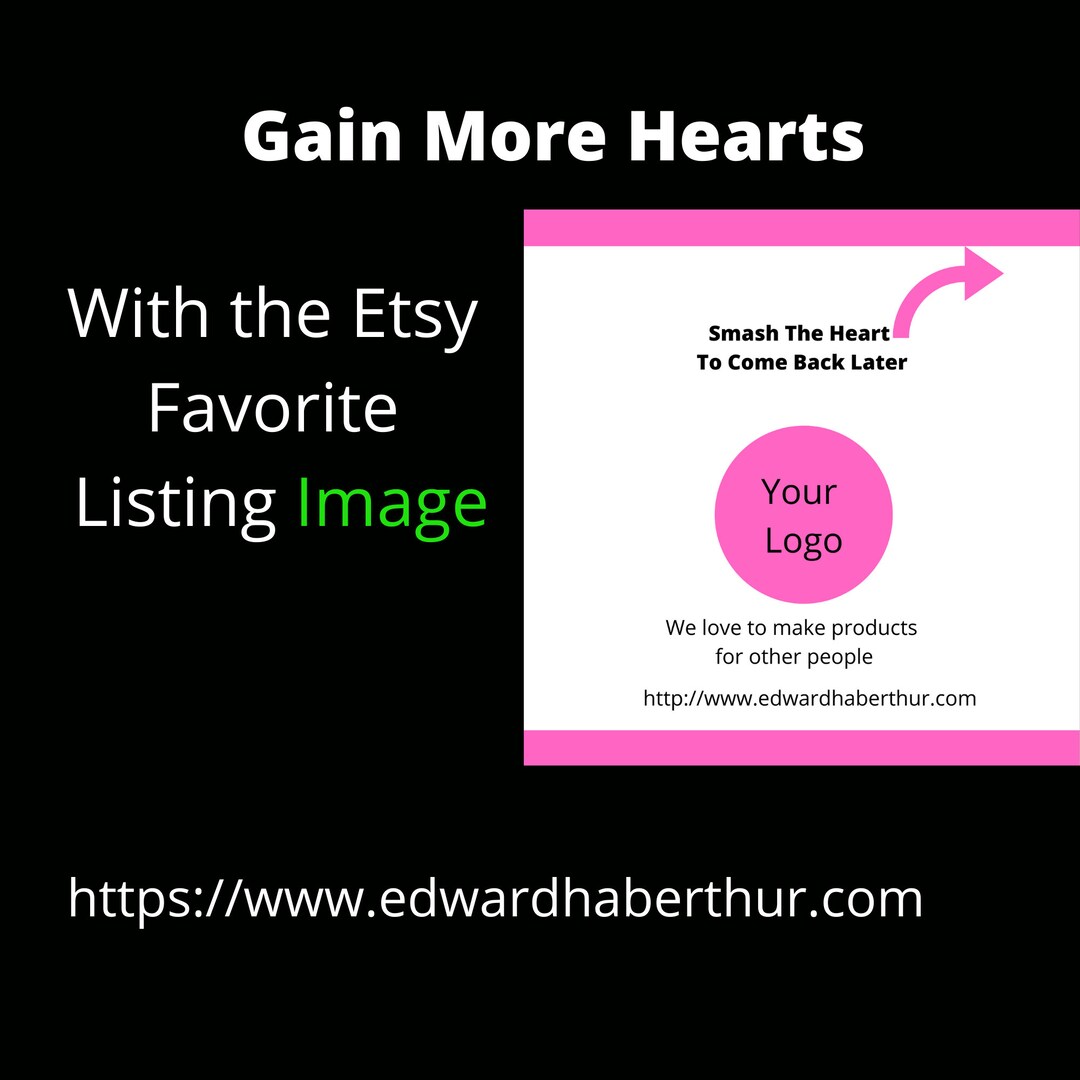 Hot Pink & White Etsy Favorite Listing Image. Get Your Etsy Products
