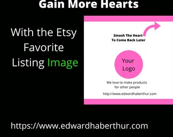 Hot Pink & White Etsy Favorite Listing image.  Get your Etsy Products hearted more often.