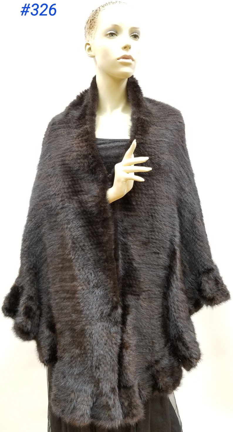 BLACK MINK CAPE Woman Knitted Mink Knitted Mink Cape | Etsy