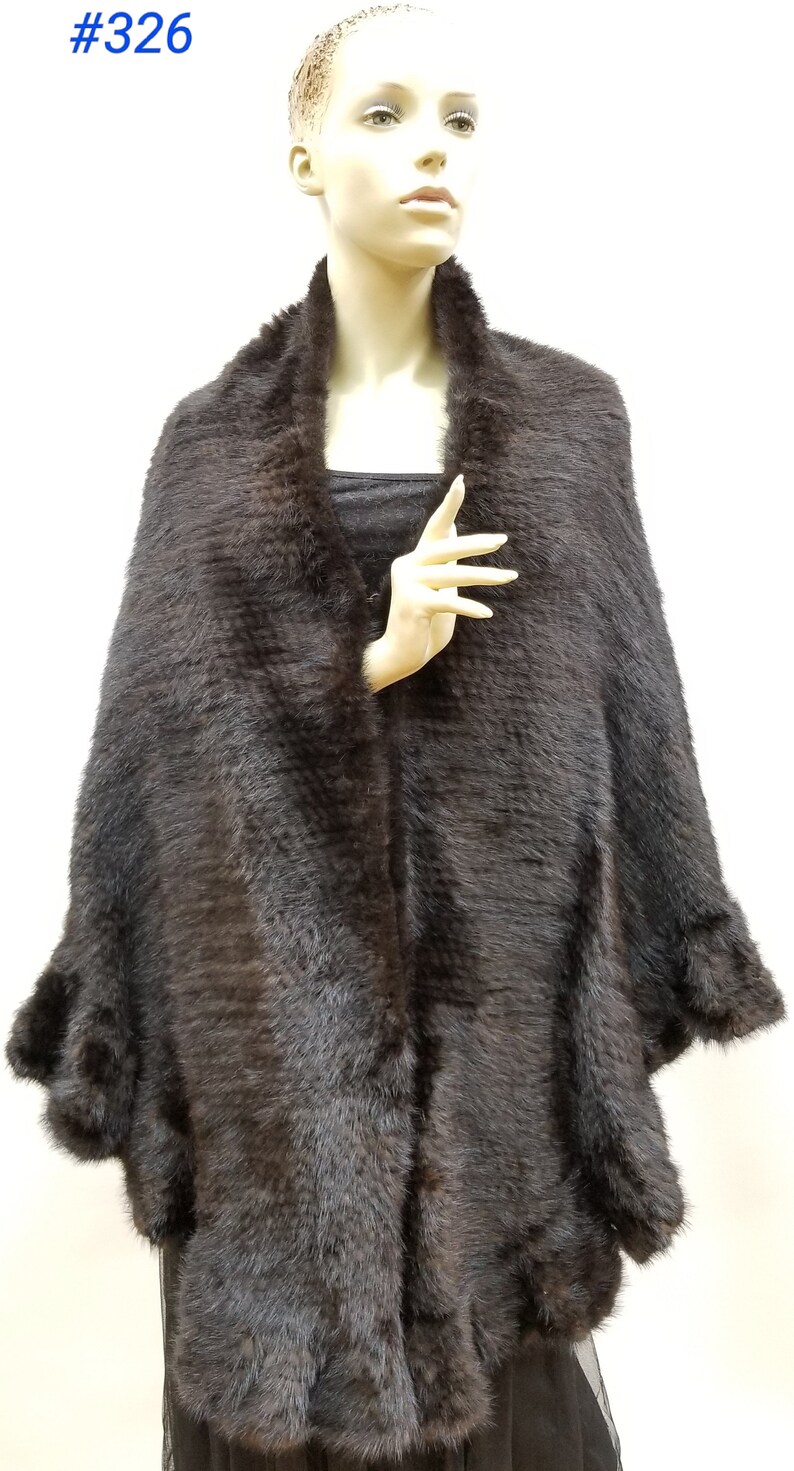 BLACK MINK CAPE Woman Knitted Mink Knitted Mink Cape Etsy