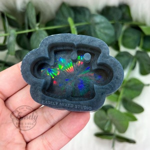 Holographic 3D puzzle keychain silicone mold, resin mold, autism awareness mold, holo mold