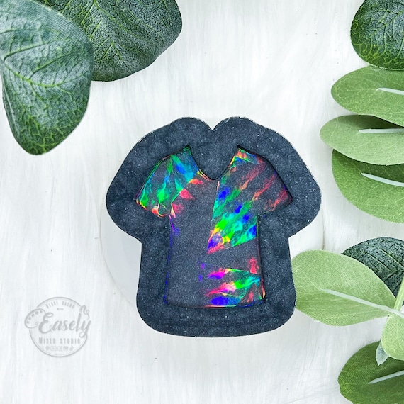 Holographic Scrub Top, V Neck Jersey Badge Reel Silicone Mold