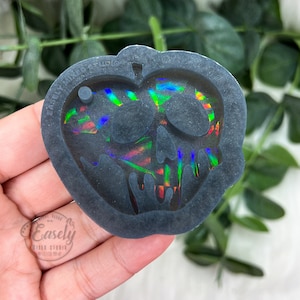 Holographic 3D poison apple keychain silicone mold, resin mold, holo mold