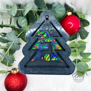 Holographic 3D layered stacked christmas tree ornament, holo silicone mold, resin mold, christmas mold
