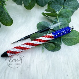 Strass Inkjoy-gelpen, potloodstrassteenpen, hervulbare pen, blingpen, vlagstrassteenpen, patriottische pen