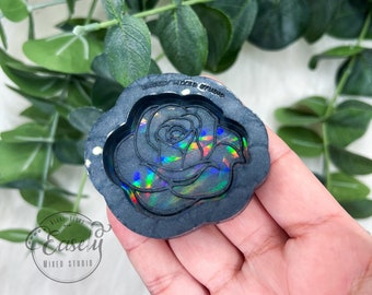 Holographic engraved rose mold, resin mold, silicone mold, holo mold, grippy mold