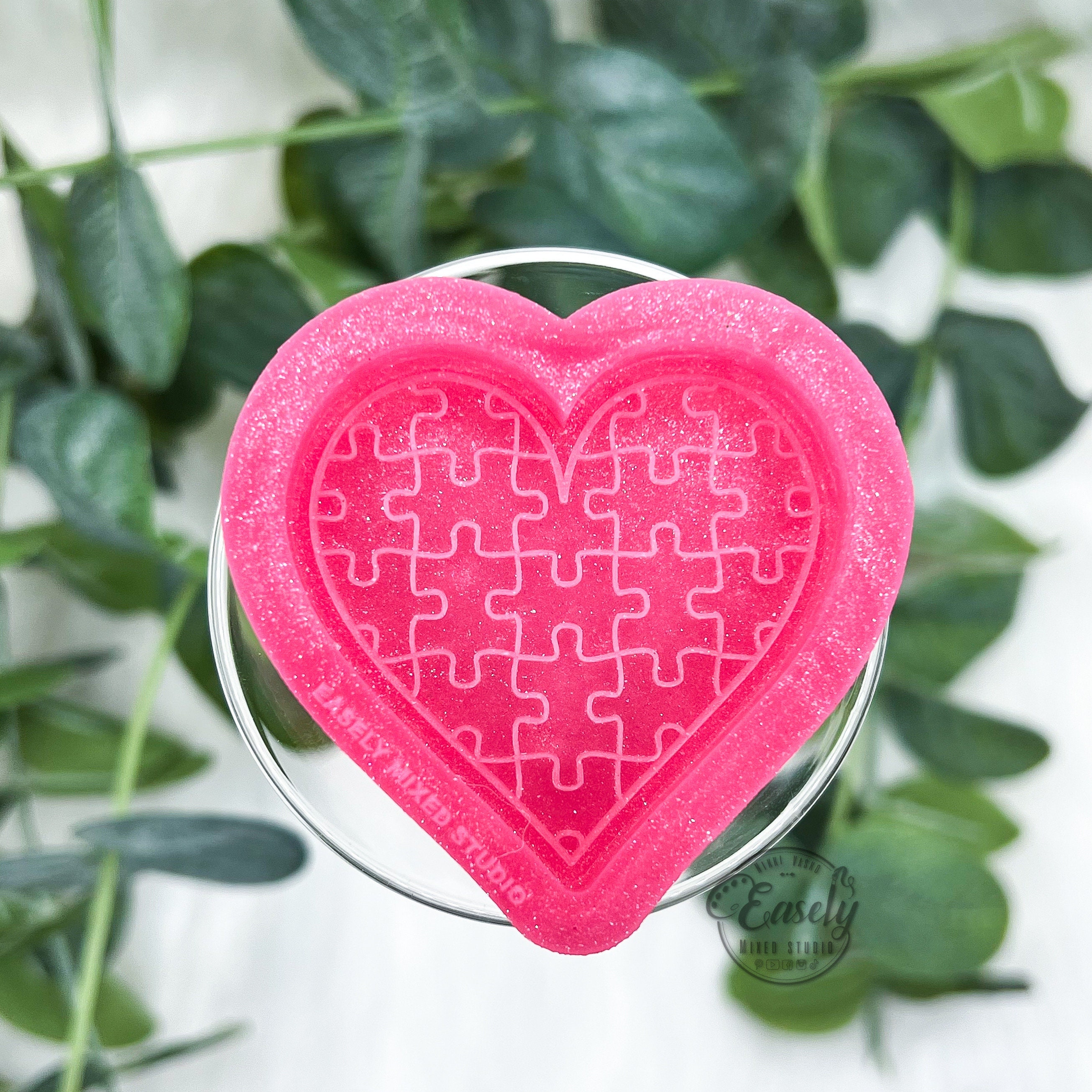 Puzzle Heart Grippy Silicone Mold, Keychain Mold, Resin Mold