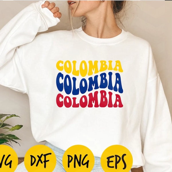 Colombia svg, Colombia groovy svg, Colombia flag,Colombia love svg, Colombia dxf, Colombia retro png, orgullo latino,DIGITAL FILE