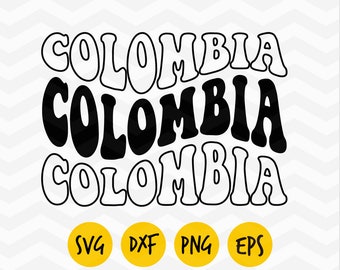 Colombia svg, Colombia groovy svg, Colombia flag,Colombia love svg, Colombia dxf, Colombia retro png, orgullo latino,DIGITAL FILE