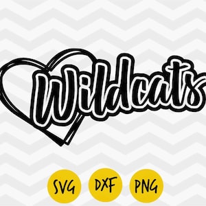 Wildcats svg, Wildcats heart svg, Wildcats pride, I love Wildcats, Wildcat silhouette, Digital vector, INSTANT DOWNLOAD