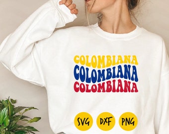 Colombiana svg, Colombia groovy svg, Colombia flag,Colombia love svg, Colombia dxf, Colombia retro png, orgullo latino,DIGITAL FILE