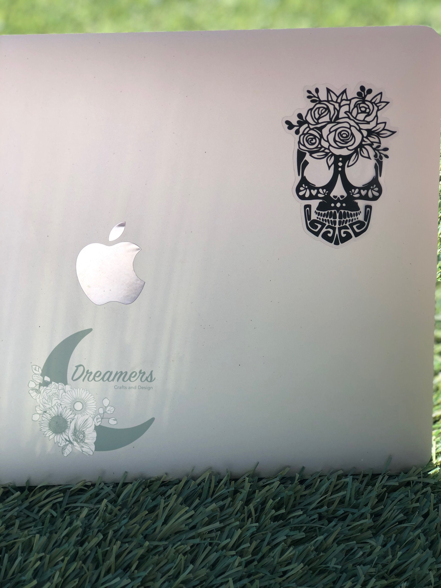 Calabera Sticker Clear Floral Calavera Vinyl Sticker | Clear Sticker| Waterproof Sticker ...