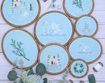 Evergreen Christmas Hand Embroidery Pattern PDF, Christmas Embroidery