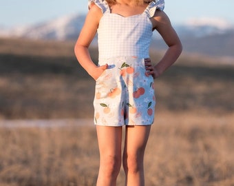 Hibiscus PDF Sewing Pattern Sizes 1-14 years - Knit Romper and Dress