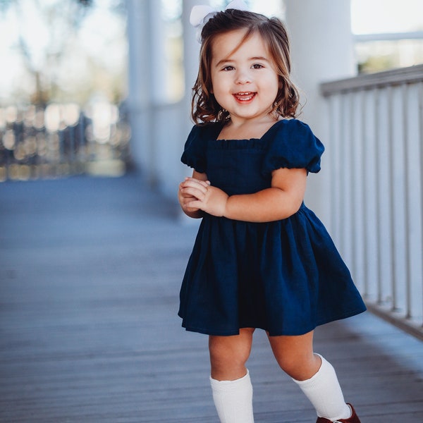 Girls Tiered Skirt Dress Sewing Pattern: Jasmine Mini, Long Sleeves (PDF Digital)