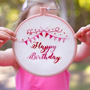 Hollyhock Embroidery PDF Pattern, Number Birthday Embroidery image 2