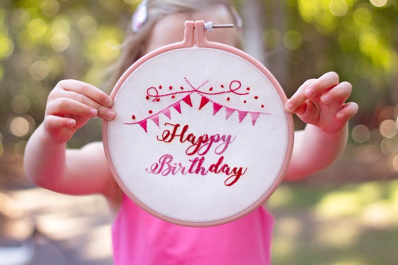 Hollyhock Embroidery PDF Pattern, Number Birthday Embroidery image 2