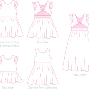 Dandelion PDF Sewing Pattern Sizes 1-14, Tie Back Dress Pattern 画像 8