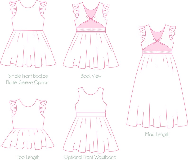Dandelion PDF Sewing Pattern Sizes 1-14, Tie Back Dress Pattern 画像 8