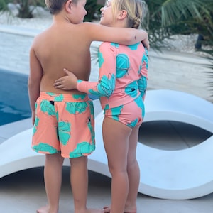 Saltbusch Swim Set PDF Digitales Schnittmuster Größen 1-14, Boardshorts, Rash Shirt, Badehose