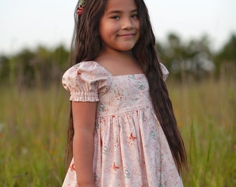 Marigold Top, Mini , Dress PDF Digital Sewing Pattern Girls Dress Sewing Pattern, Circle Skirt Dress, Tween style, puff sleeve