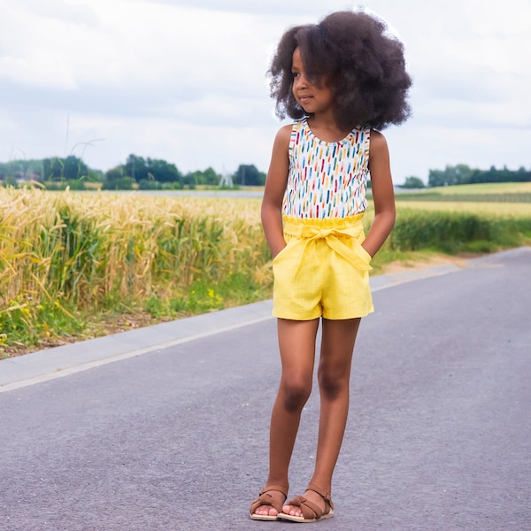 Paperbag Shorts Sewing Pattern: Lilac & Tigerlily Tank Top (PDF Pattern)