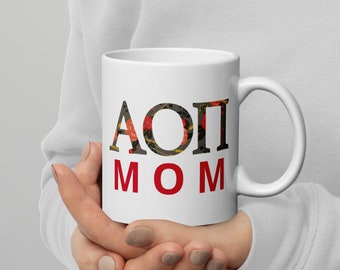 Alpha Omicron Pi Double-Sided Mom Mug | AOII Mom Mug