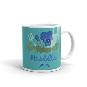 Tri Delta Pansy and Poseidon Teal Blue Glossy Mug