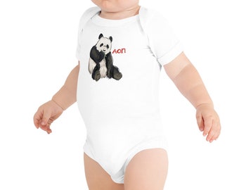 Alpha Omicron Pi Panda Baby Onesie