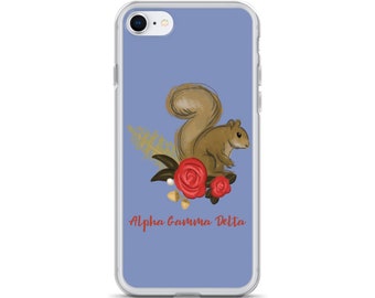 Alpha Gamma Delta Squirrel Mascot Blue iPhone Case