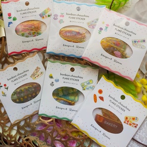Bonbon chouchou Flake Sticker Gold Frame Flake Sticker8designs* 4pieces,GAIA_Emotion / Dream / Waltz / Garden / Bird / Bread