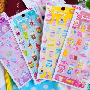 Yummy Sticker,daiso sticker_Snack Red /Pack Drink Yellow /Cafe Green /Candy Purple