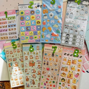 Animale Stickers_ 1 Coniglio /2 Gatti /3 ANIMALI MARINI /4 Pinguini /5 Lontra Chiara /6 Lontra 3D /7 Criceto Chiaro /8 Criceto 3 D