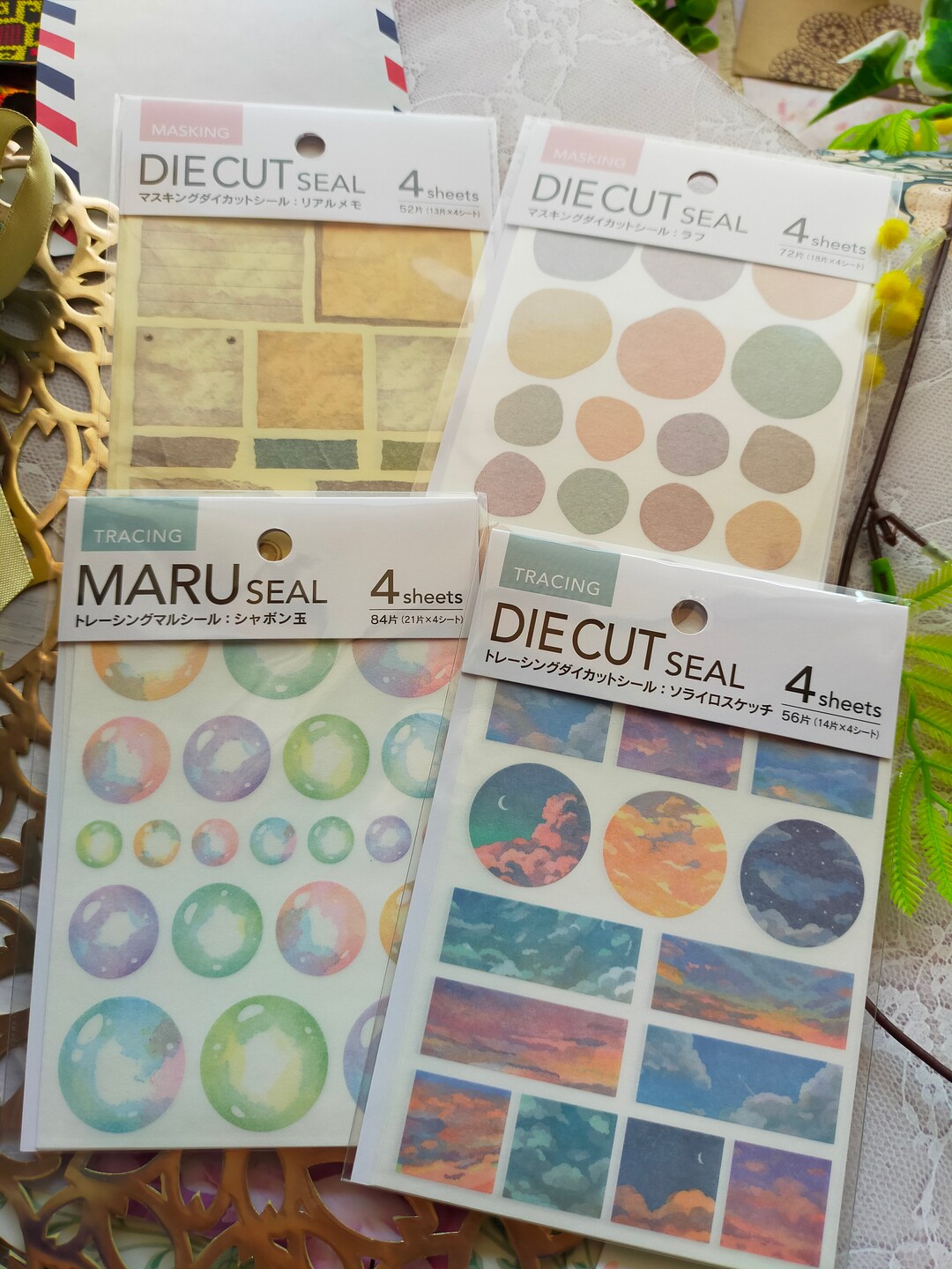 Die Cut Seal 4 Sheet Kyowa_rough 72p/ Real Memo 52p / Soap Etsy