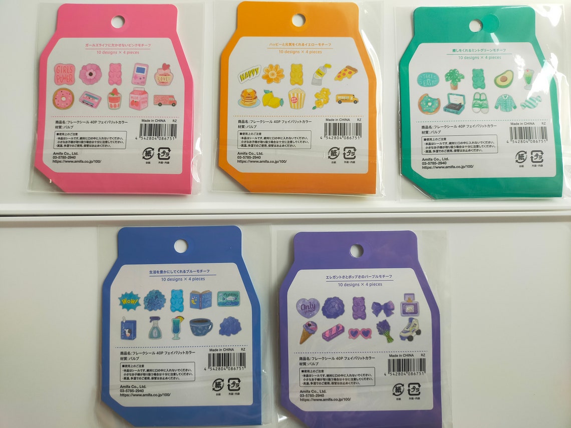 Amifa Flake Stickers Favorite Colors 40p _ Pink /yellow /mint /blue ...