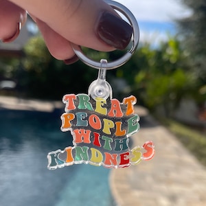 Treat People With Kindness “TPWK” Groovy Acrylic Keychain | HS Car Keychain