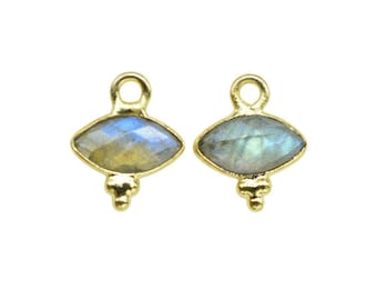 Natural Labradorite Charms Pendant/Marquise Shape Pendant/Handmade Pendant/Tiny Pendant/Necklace Connector jewelry/B'day Gift