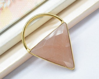 Conector triangular de piedra lunar de melocotón, componente colgante triangular, conector hecho a mano, colgante en forma de triángulo, joyería colgante,