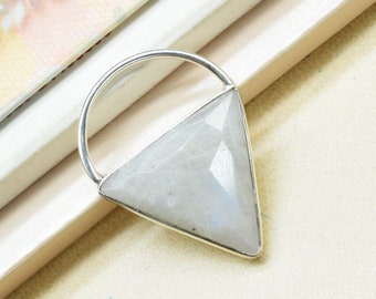 Conector triangular de piedra lunar, componente de colgante triangular, conector hecho a mano, colgante con forma triangular, joyería colgante,