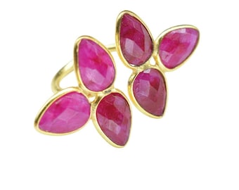 Rubin Ring/Rubin Verlobungsring/Boho Ring/Gold Stacking Ring/Vergoldeter Ring/Edelstein Ring/Frauenring/B'day Geschenk/R 002