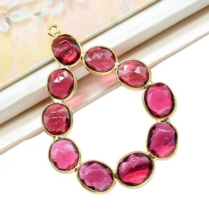 Pink Tourmaline Drops Pendant,Pink Tourmaline Quartz Gold Plating Single Bail Component Earring Jewelry,Pink Tourmaline Charms Jewelry,Gift