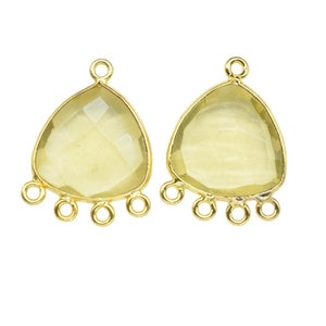 Citrine Quartz 15mm Triangle Bezel Connector/Gold Plated Jewelry/Women Jewelry/Connector Jewelry/Handmade Connector/Connector Jewelry/Gift