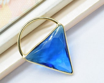 Conector de topacio azul, componente colgante en forma de triángulo, conector hecho a mano, colgante en forma de triángulo, joyería colgante,